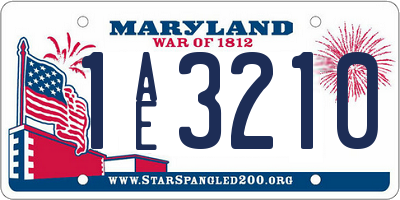 MD license plate 1AE3210
