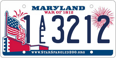 MD license plate 1AE3212