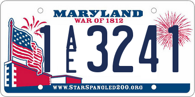 MD license plate 1AE3241