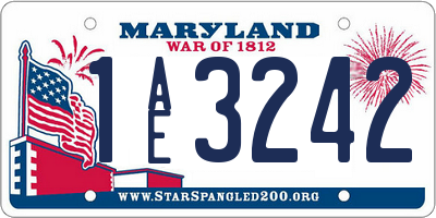 MD license plate 1AE3242