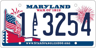MD license plate 1AE3254