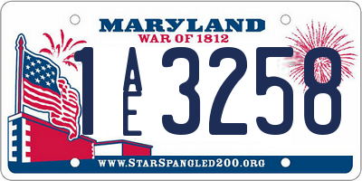 MD license plate 1AE3258
