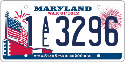 MD license plate 1AE3296