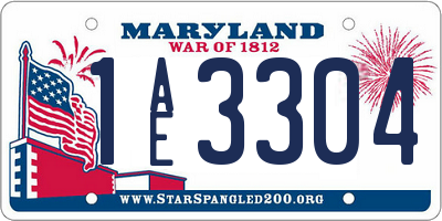 MD license plate 1AE3304