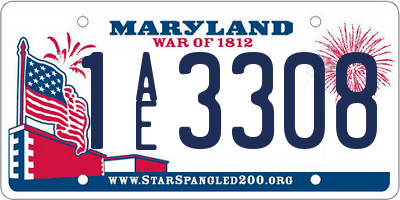 MD license plate 1AE3308