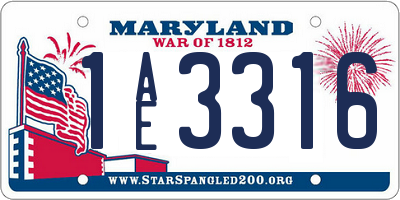 MD license plate 1AE3316