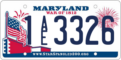MD license plate 1AE3326