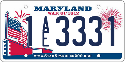 MD license plate 1AE3331