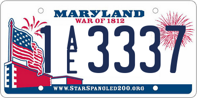 MD license plate 1AE3337