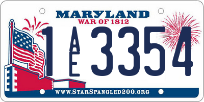 MD license plate 1AE3354