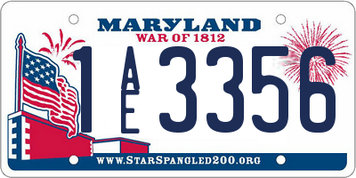 MD license plate 1AE3356