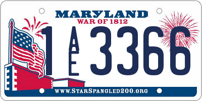 MD license plate 1AE3366