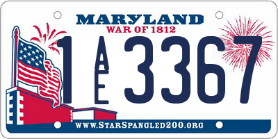 MD license plate 1AE3367