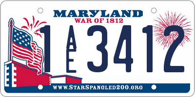 MD license plate 1AE3412