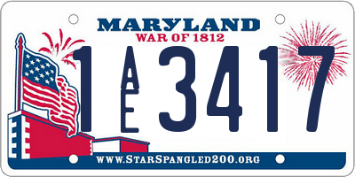 MD license plate 1AE3417