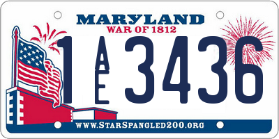 MD license plate 1AE3436