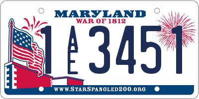 MD license plate 1AE3451