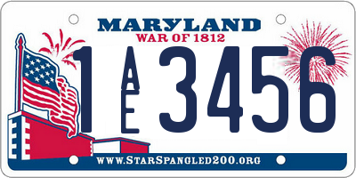 MD license plate 1AE3456