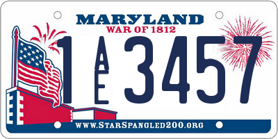 MD license plate 1AE3457