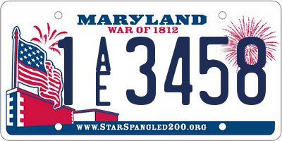 MD license plate 1AE3458