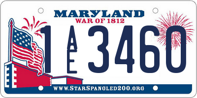 MD license plate 1AE3460