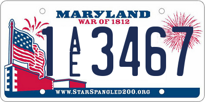 MD license plate 1AE3467
