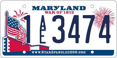 MD license plate 1AE3474