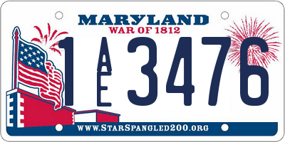 MD license plate 1AE3476
