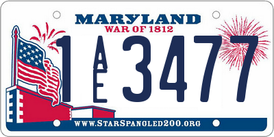 MD license plate 1AE3477