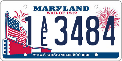 MD license plate 1AE3484