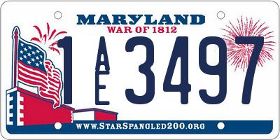 MD license plate 1AE3497