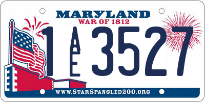 MD license plate 1AE3527