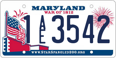 MD license plate 1AE3542