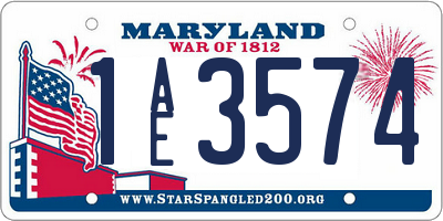 MD license plate 1AE3574