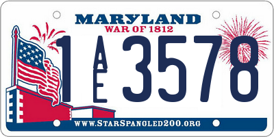 MD license plate 1AE3578