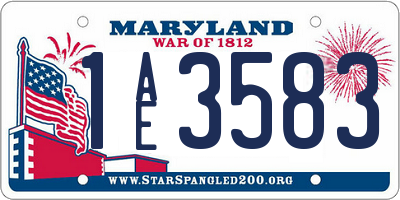 MD license plate 1AE3583