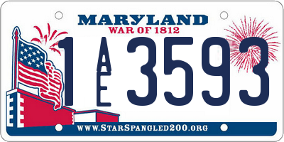 MD license plate 1AE3593