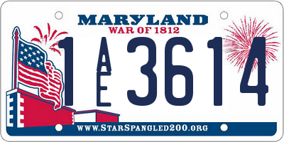 MD license plate 1AE3614