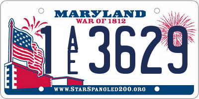 MD license plate 1AE3629