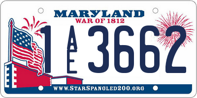 MD license plate 1AE3662