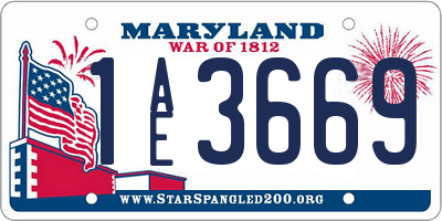 MD license plate 1AE3669