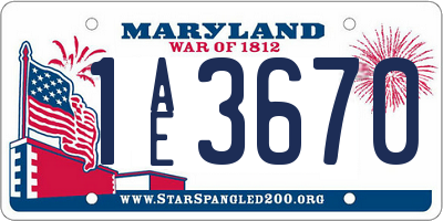 MD license plate 1AE3670
