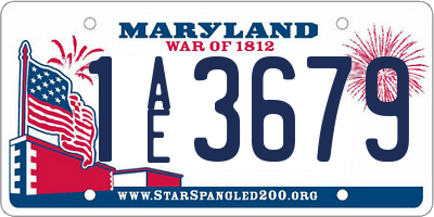 MD license plate 1AE3679