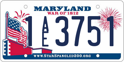 MD license plate 1AE3751