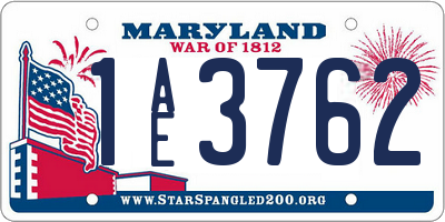 MD license plate 1AE3762
