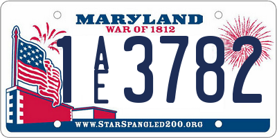 MD license plate 1AE3782