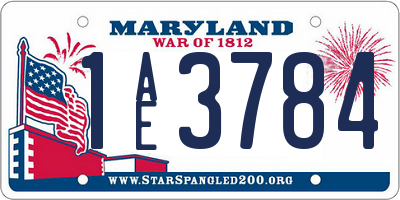 MD license plate 1AE3784