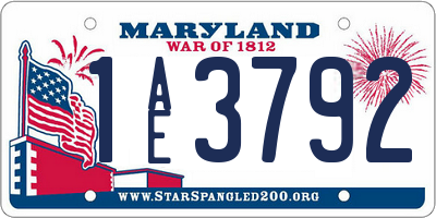 MD license plate 1AE3792