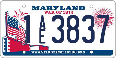 MD license plate 1AE3837