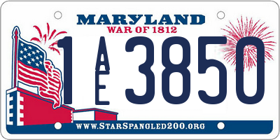 MD license plate 1AE3850
